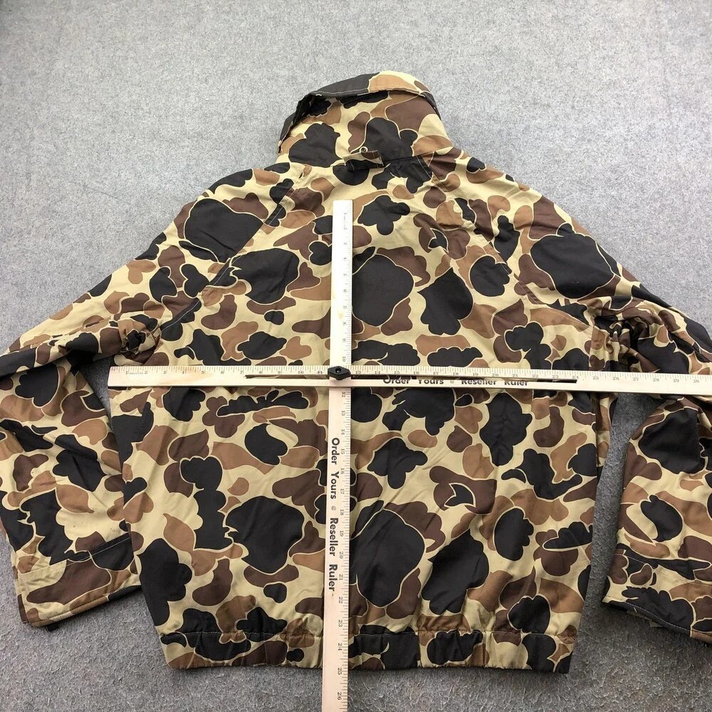 Vintage Columbia Jacket Mens XL Brown Camo Canvas Parka Omni-Tech Radial Sleeve